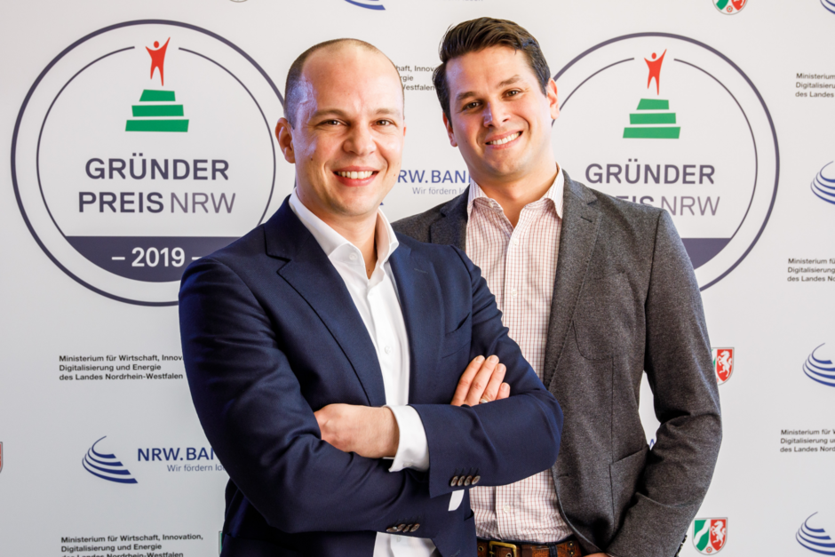 Die zwei Gründer von PHYSEC Christian Zenger und Heiko Koepke beim Gründerpreis NRW 2019