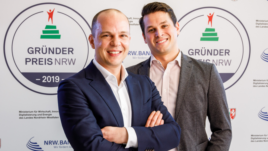 Die zwei Gründer von PHYSEC Christian Zenger und Heiko Koepke beim Gründerpreis NRW 2019