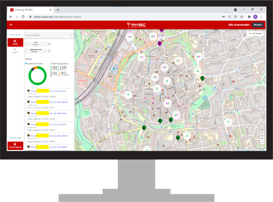 The IoT platform map on a desktop