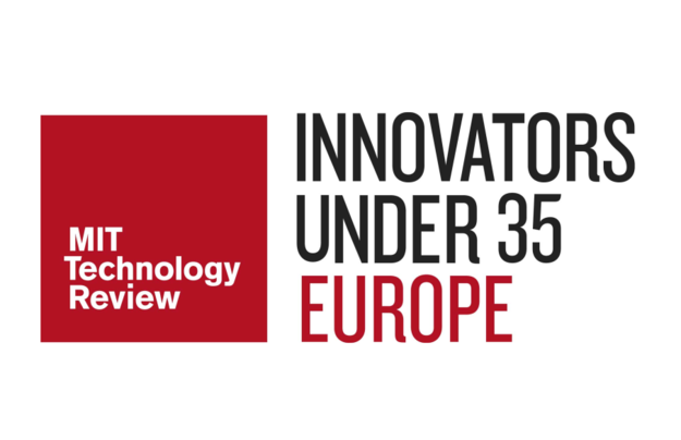 Innovatoren unter 35 Europa Logo mit einem roten Quadrat und dem Technology Review Schriftzug
