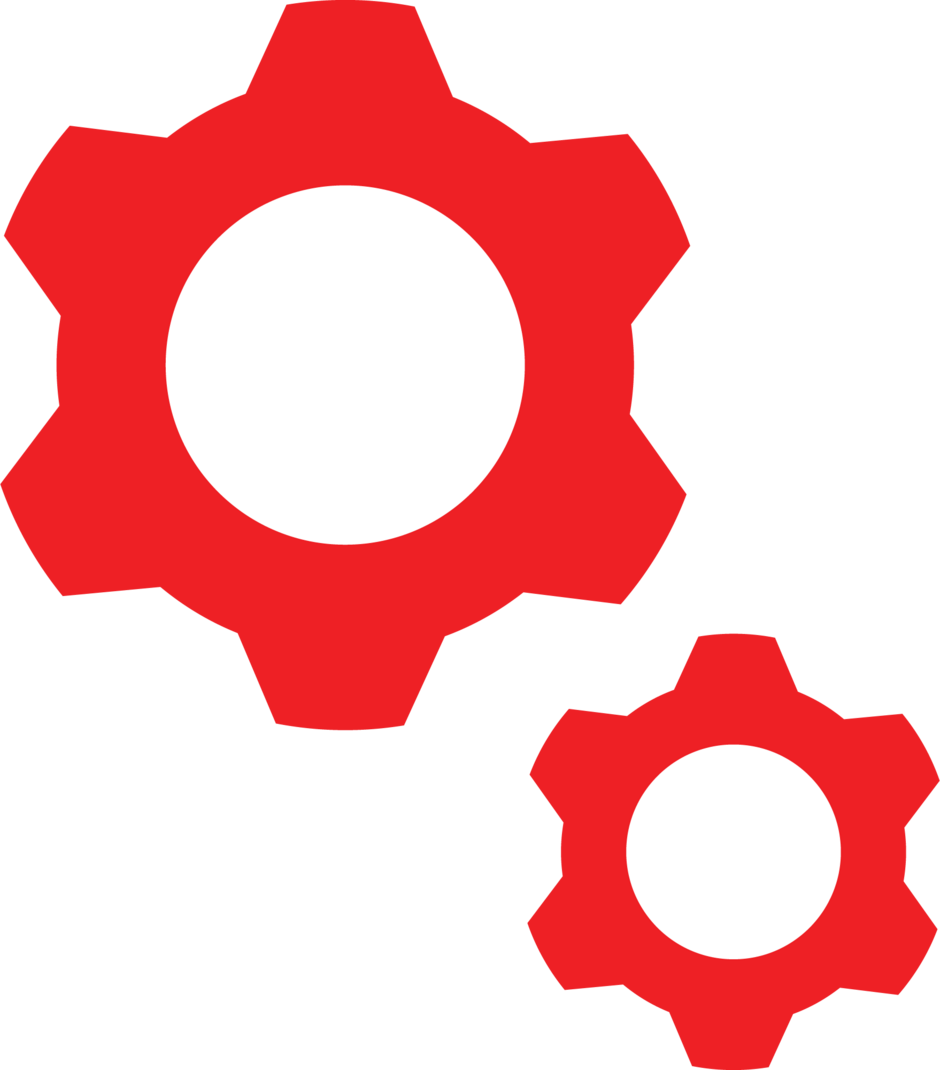 Illustration of two red gears