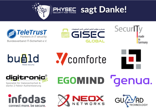 Logos der Unternehmen, die Mitglieder des German Pavilion auf der GISEC Global 2023 sind