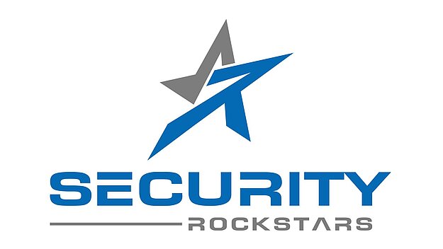 Security rock star logo with gray blue star