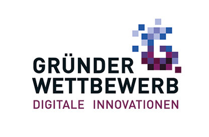 Gründerwettbewerb Logo mit großem G bestehend aus mehreren Pixeln