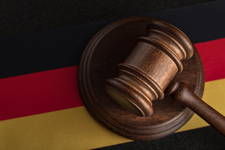 Judge gavel on a German flag