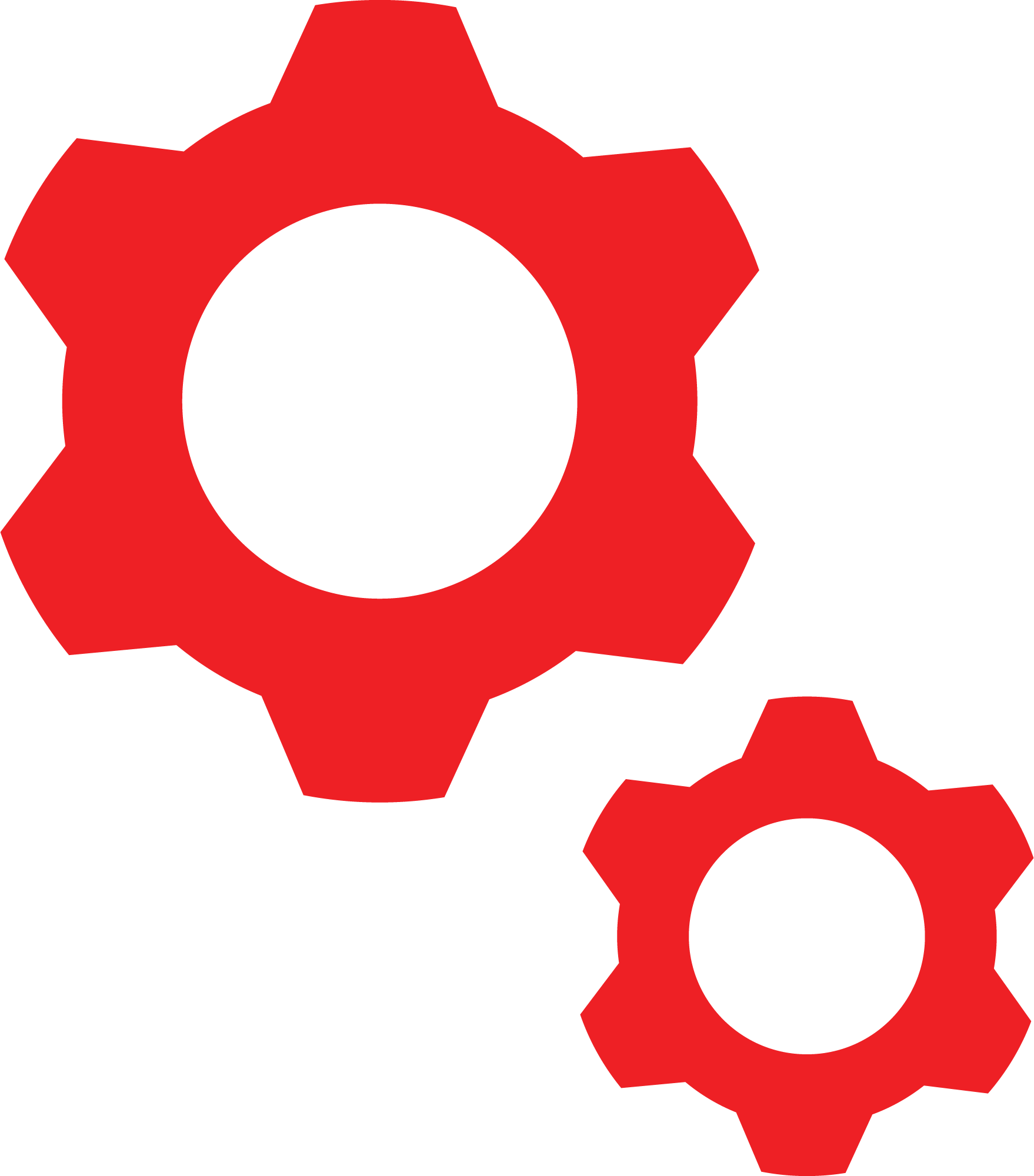 Illustration of two red gears